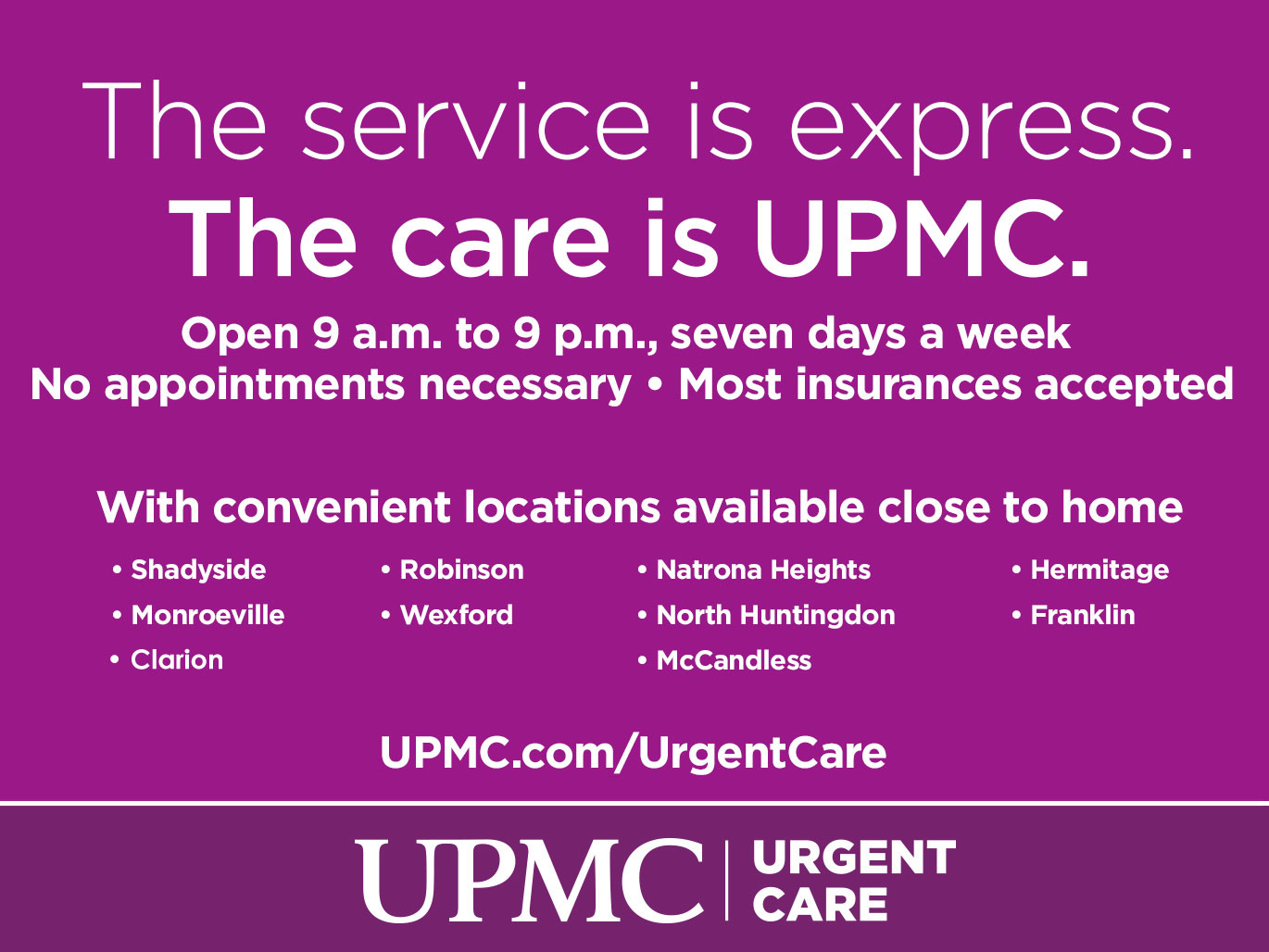 UPMC Urgent Care Pittsburgh North PA Things to do